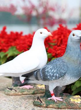 仿真白鸽子工艺品模型屋顶装饰树脂摆件雕塑小鸟花园庭院别墅摆设