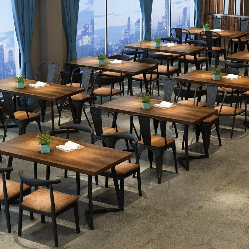 复古铁艺西餐厅咖啡厅桌椅工业风商用餐椅