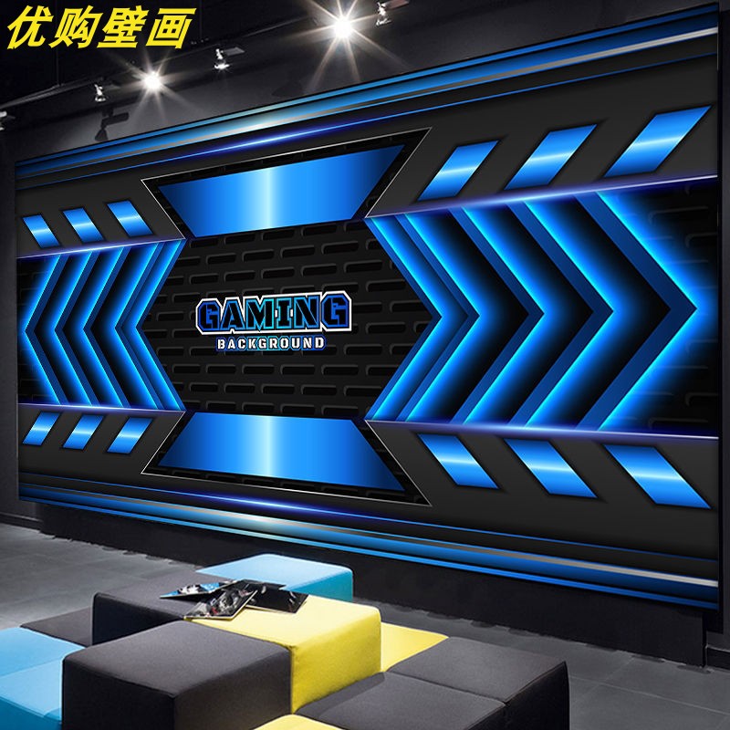 8D立体网吧ktv科技感背景墙纸 工业风办公室装修电竞酒店酒吧壁纸