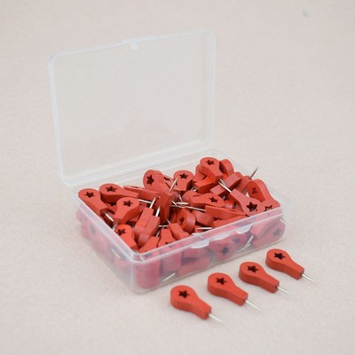 80枚盒 红色葫芦型工字钉图钉 木质大号图钉按钉照片固定地图标记