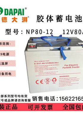 中德大湃6-EVF-85电动汽车洗地车叉车环卫观光车12V80A85AH蓄电池