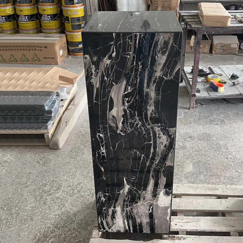 大理石摆件酒店别墅会所客厅落地装饰玄关大理石柱工艺品摆件底座