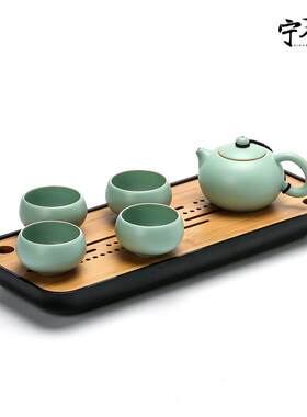 宁不凡汝窑茶具套装开片陶瓷茶壶茶杯家用办公一壶四杯功夫茶具套