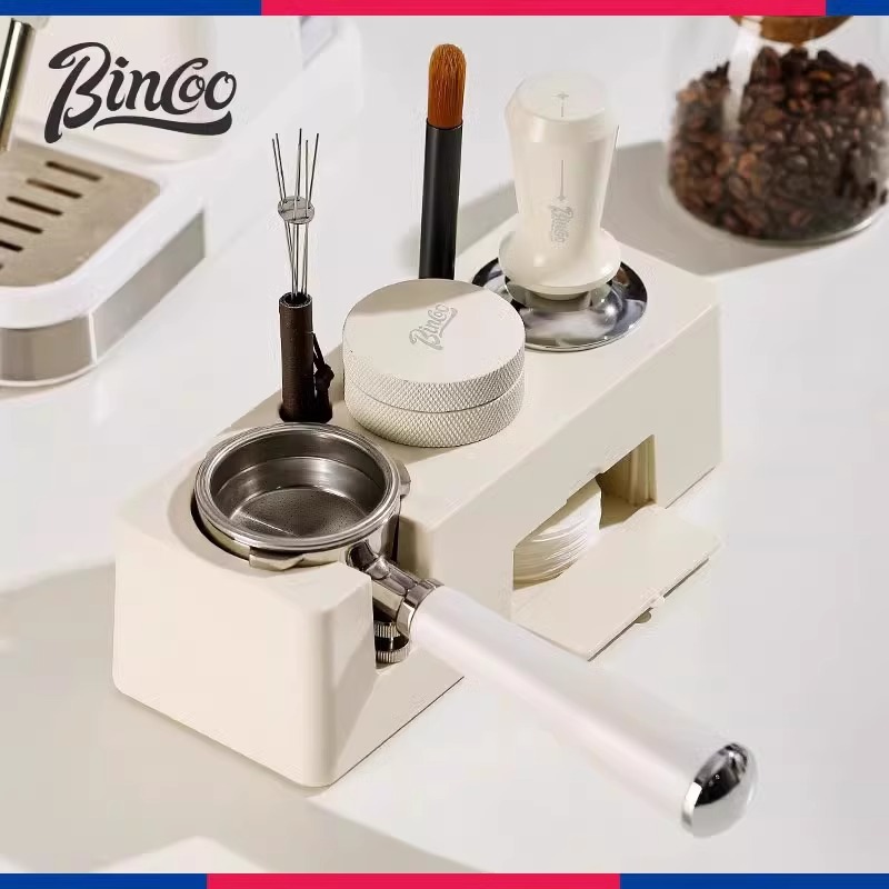 Bincoo咖啡机压粉器底座布粉器三件套弹力压粉锤敲渣桶工具全套