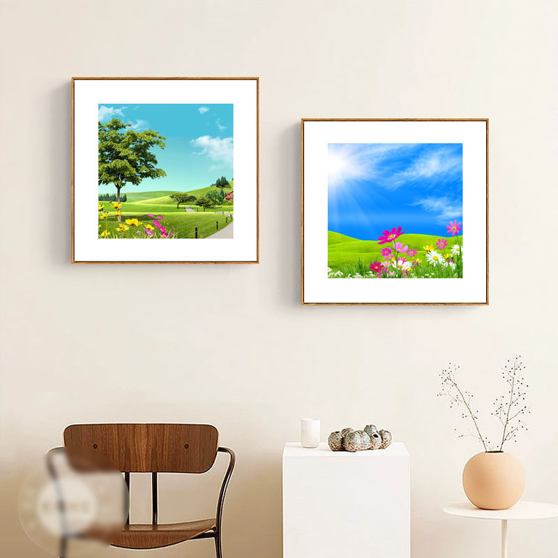 田园风格装饰画客厅风景挂画现代餐厅饭厅卧室床头艺术奶油墙壁画