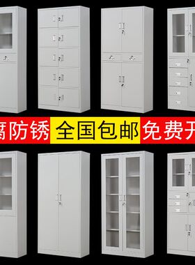 海口文件柜资料柜a4档案凭证柜加厚钢制铁皮柜玻璃开门柜带锁柜子