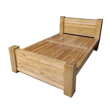 全榆木床纯实木床现代简约床硬板1.2米老榆木单人床中式民俗定制