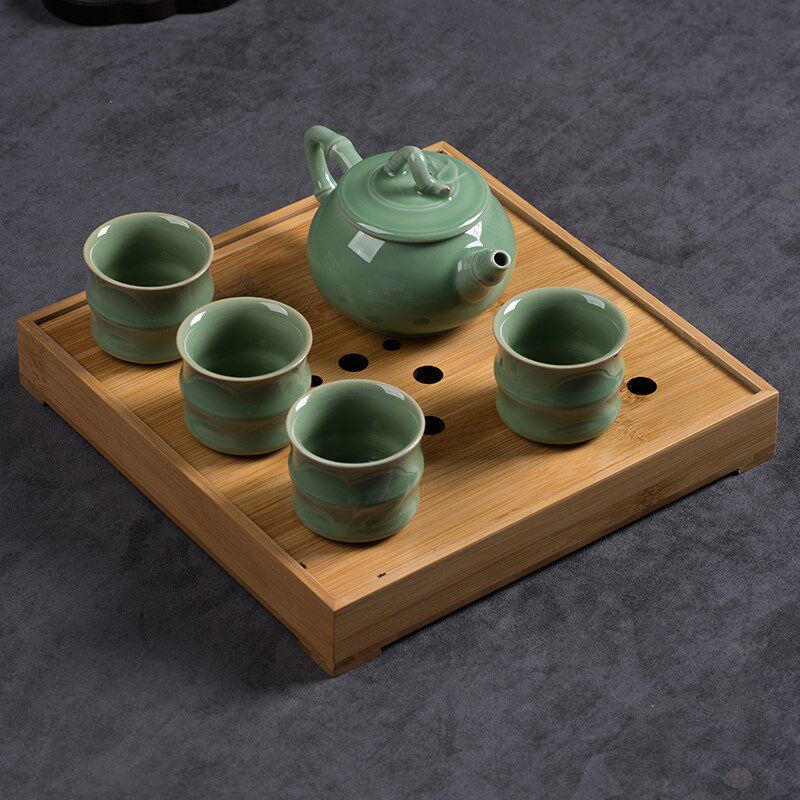 龙泉青瓷旅行功夫茶具小套装一壶四杯便携家用办公中式泡茶壶组合
