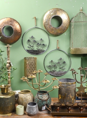 设计师新款摩洛哥异域风情仿铜做旧铁艺烛台摆件家居装饰工艺品