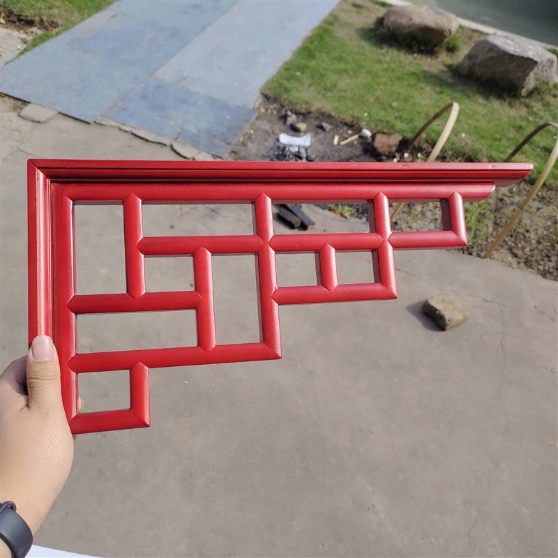 东阳木雕实木中式角花格子双面雕花仿古门楣客厅垭口背景墙装饰角