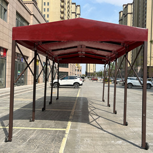 推拉雨棚高档烤漆钢铝移动帐篷遮阳棚伸缩防雨折叠车库车棚停车棚