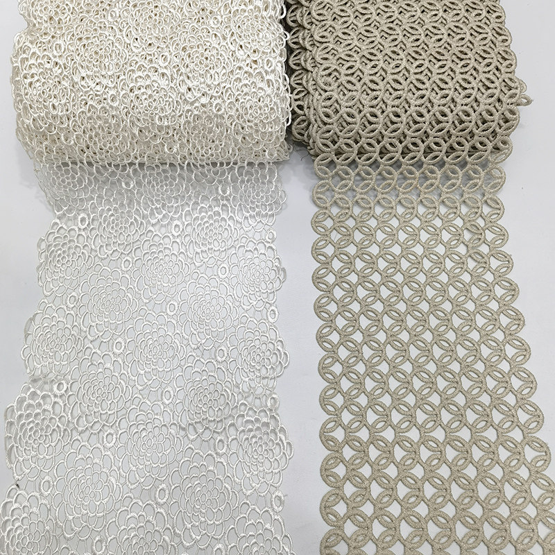 窗帘花边白色蕾丝浪漫法式幔头装饰绣花水溶宽边抱枕拼接侧边辅料