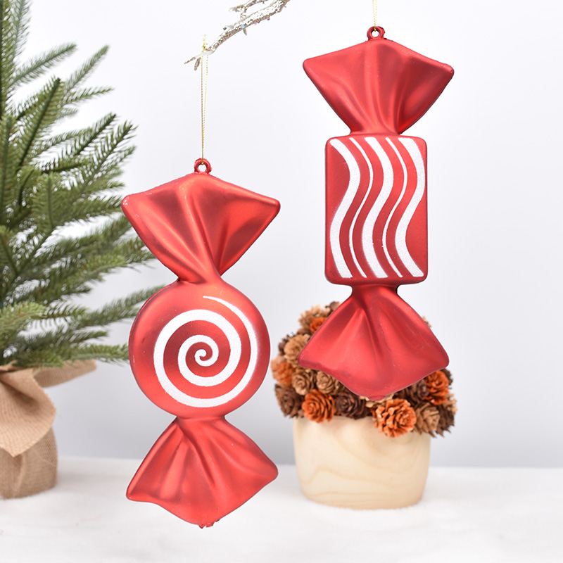 耶诞装饰用品22CM红白彩绘糖果挂饰儿童拍摄道具橱窗装扮挂件吊饰