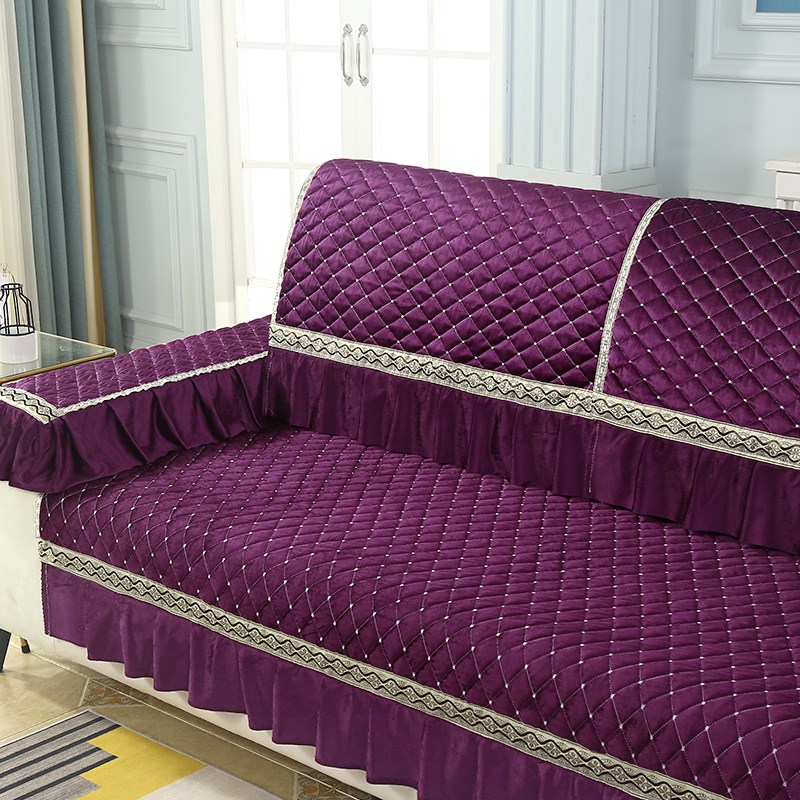 沙发垫整毛绒沙发坐垫盖巾纯色防滑沙发简约现代木质沙发全盖