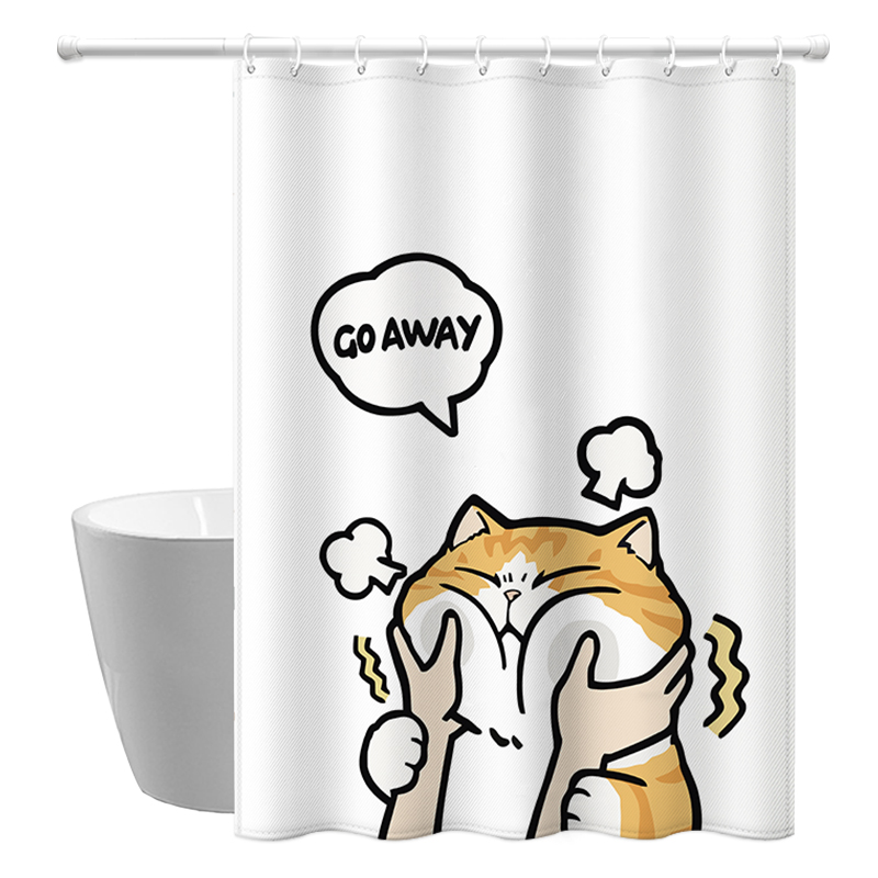 卡通动物浴室浴帘隔断帘防水高档防霉装卫生间淋浴挂帘窗帘加厚