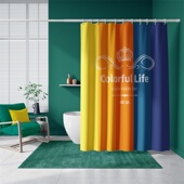 涤纶布 加重金属条 加厚防霉 防水 隔断挂帘浴室帘子 防贴身浴帘