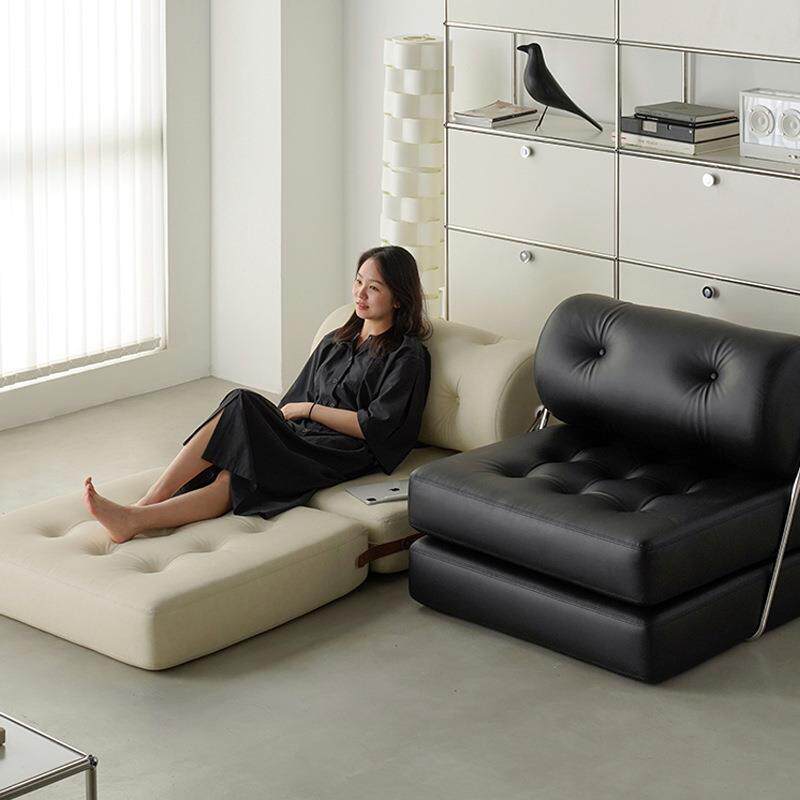 懒人沙发可叠客厅休闲单人沙沙发折床DCB小户型简易发椅躺皮艺沙