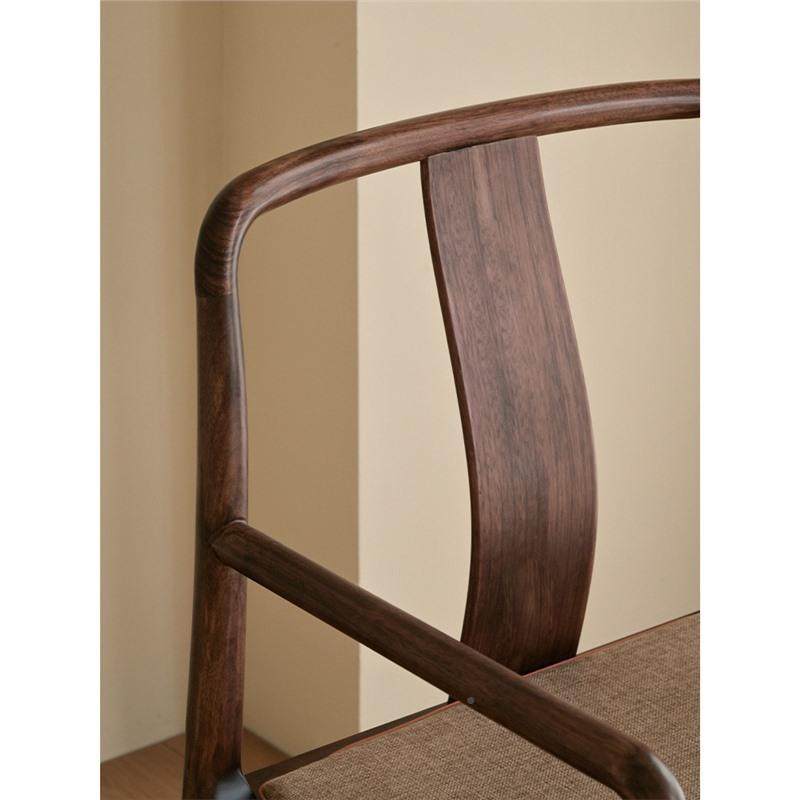 中式新乌木纯实木NNT金主人椅椅圈椅榫卯结围构书房茶桌靠背椅子