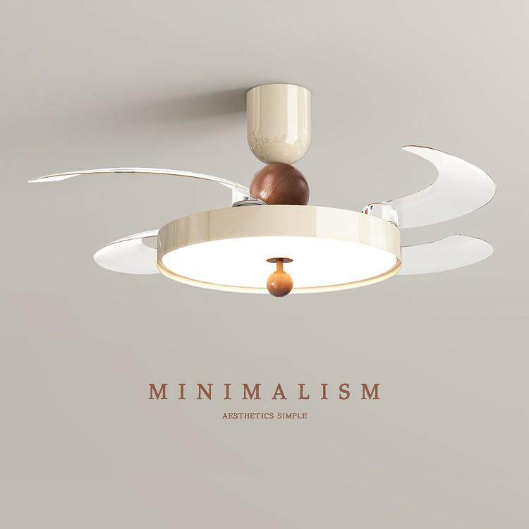 餐风2扇卧灯205新款现代简约静音隐形中古奶油风客厅室LEF厅吊扇