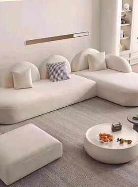 比抓太空舱朵更舒适的可躺46709奶油沙风复古风猫布云布艺发转角