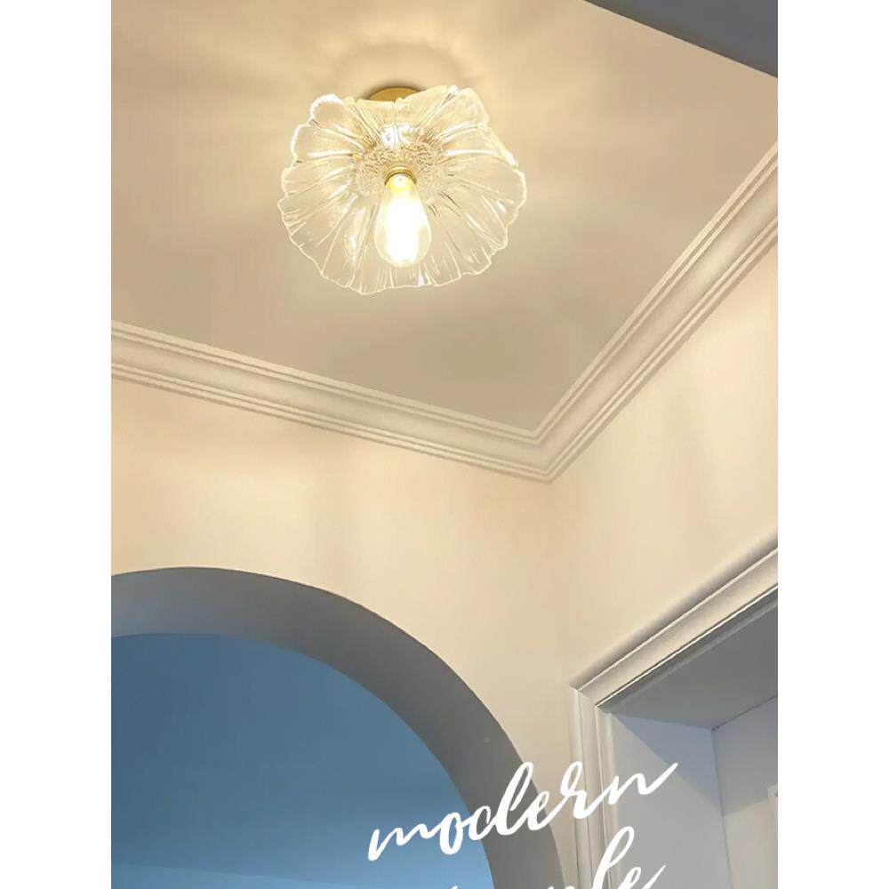 过道玄关轻吸奢红道过灯网LSV走廊灯复古荷叶顶灯日式入户玄关灯