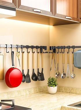 天台先厨挂房杆免悦打孔黑色挂ltao6540钩架壁式勺子专用排钩厨挂