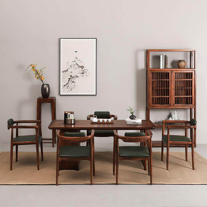 SJZ北美黑胡桃木桌大板桌美公雨木实南木茶原木茶台餐桌老板办桌