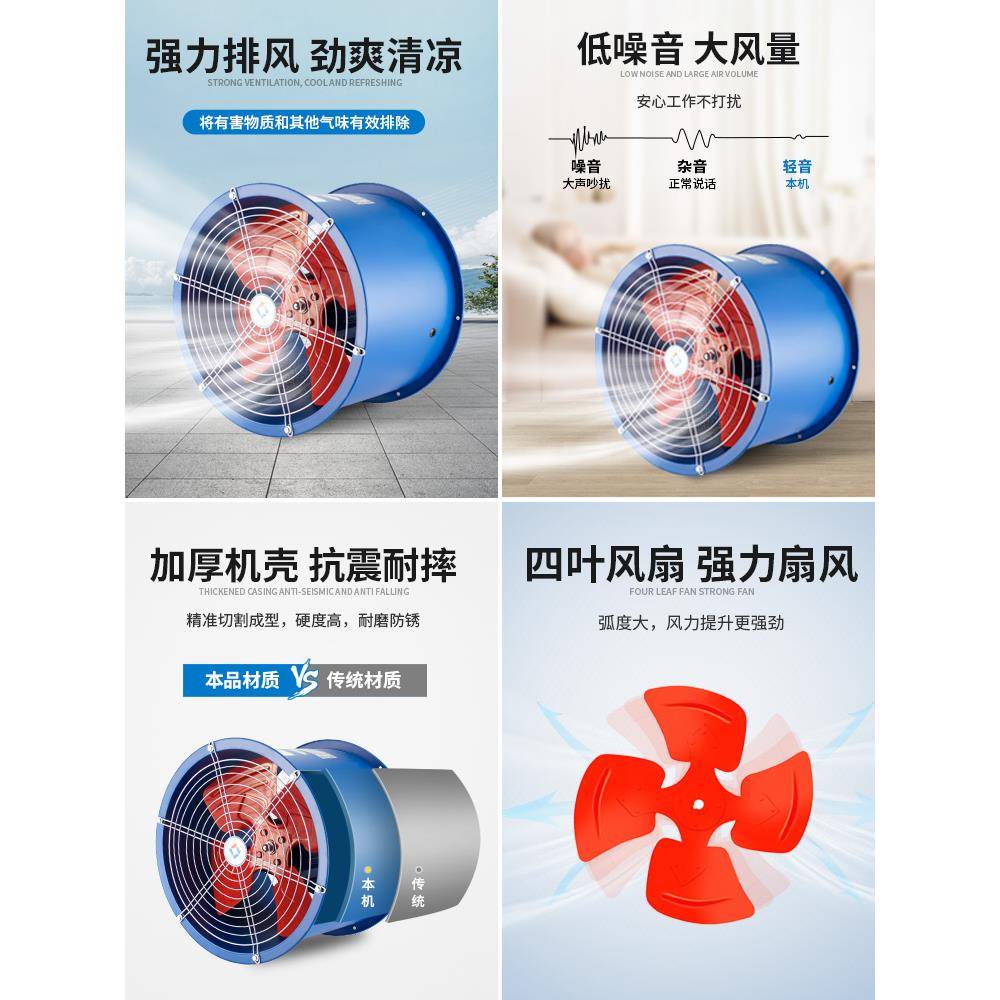 SF轴流风机2VZW2v大功率气换扇管道式0排气扇厨工业房通风机380V