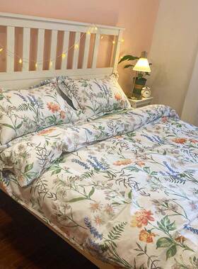 “北海的夏”美式田支纯棉件套园斜纹棉花卉F76ST975被套床品床四