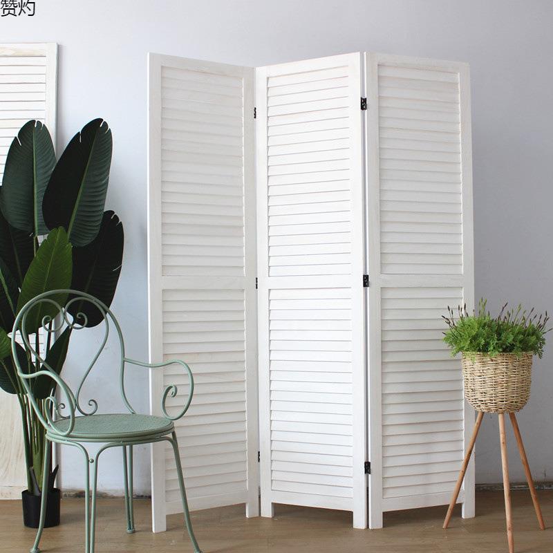 百叶风折APA叠移动简时尚约屏现代客卧室服装店厅复古实木