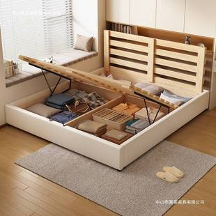 无床头储物床三抽屉式收纳床小户型床排骨架床带抽屉床静音床