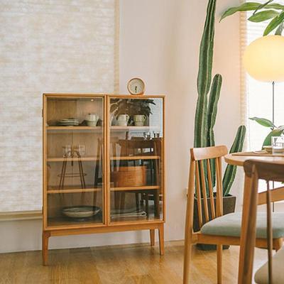 现简约实14201木餐边柜小柜户型家用客厅储物柜门玻璃民宿代厨房