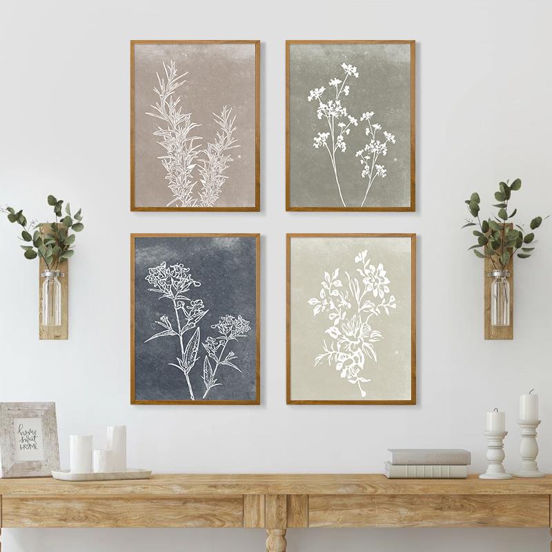 4件套JBC植办物印装花小清新公室挂画积极引信念言卧室饰画