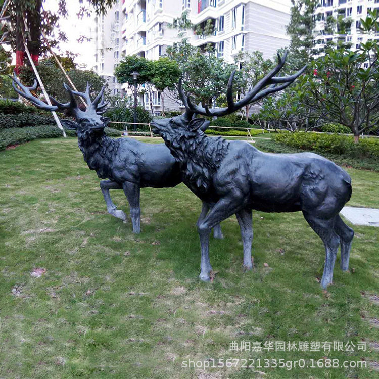 户外花园林景观仿真梅花鹿装饰锻铜动物雕塑古铜工艺品摆件