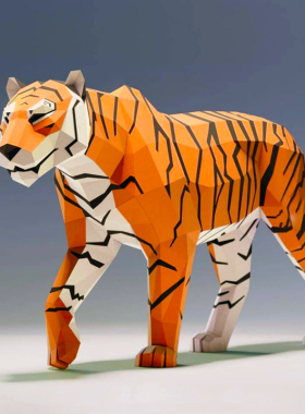 134厘米长 虎年生肖落地家居客厅卡通大型动物现代简约摆件纸模