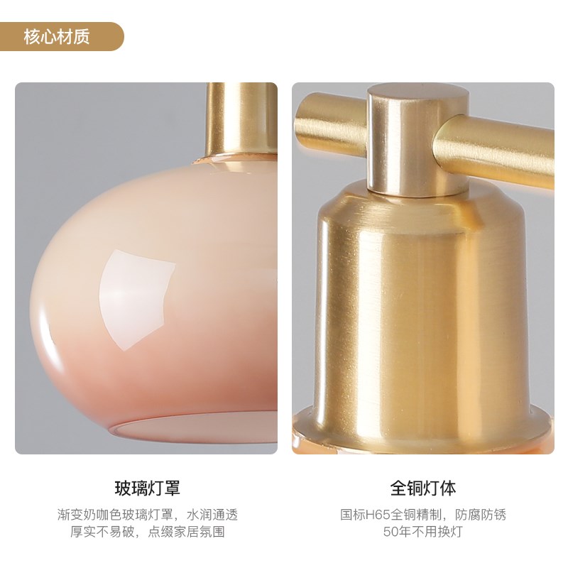 法式中古奶油风餐厅吊灯艺术复古餐桌灯饭厅吧台灯长条玻璃灯具