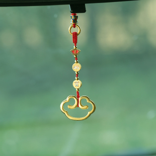 如意三合六合汽车挂件铜后视镜挂饰男女款 车载上内饰品平安如意 式