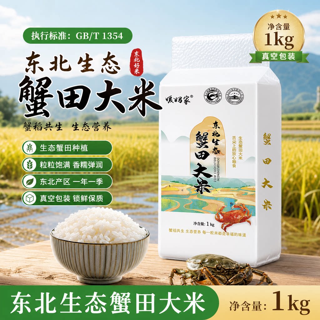 暖妈家东北生态蟹田大米1kg真大米