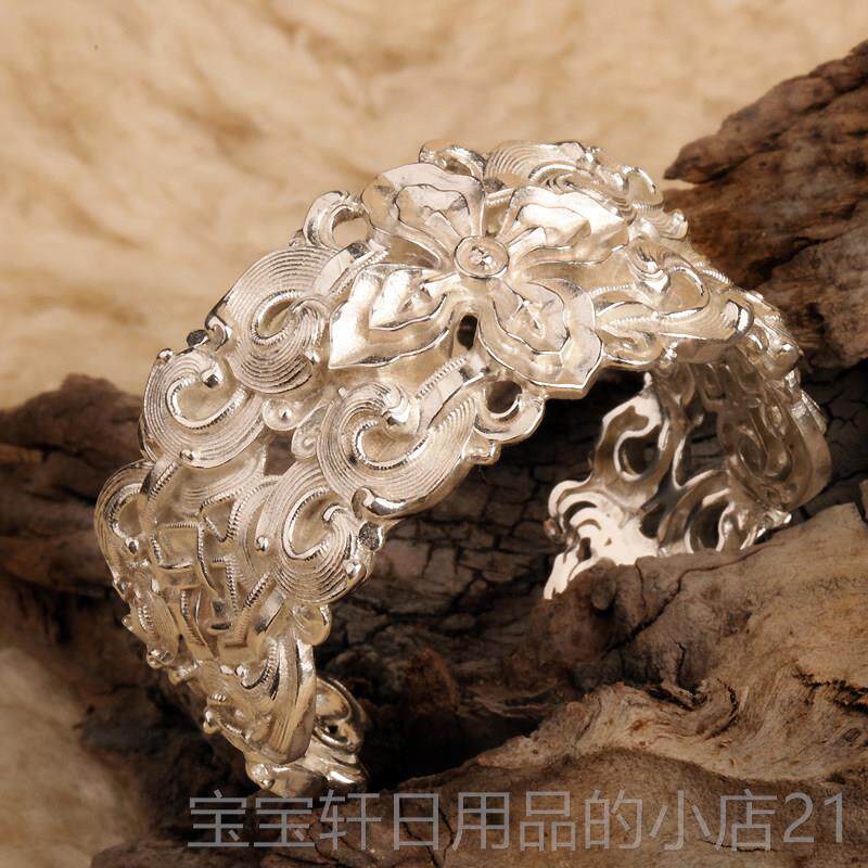 高档女银手镯手工纯银个性镯族风男款情子人节礼民物送女友送妈妈