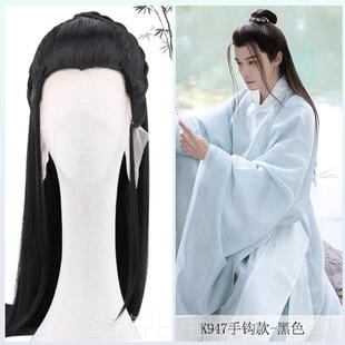 高档影视古装剧男假发长全头套精品套手钩汉服古风直假发男花白发