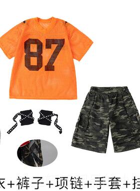 高档装采购产品儿童Hip-Hop表演服男装套，孩Hpip-Ho美国球衣，女