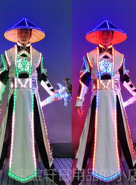 高档LED光气服酒吧出酒传服夜发店K送TV氛道具舞台演出服装充电