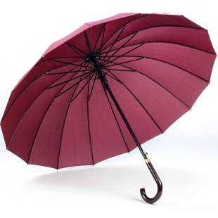 高档抗QUTONG强风圆骨男女16骨纯晴雨伞长柄伞商务自动I雨伞广色