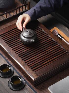 木家黑檀实木茶盘茶茶海简tfq1362约用办公室黑檀茶盘抽屉式茶台