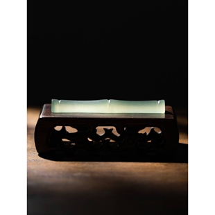 张小凤岫玉竹节笔搁创意书法国画笔天然山原石手工打磨镇纸毛笔笔