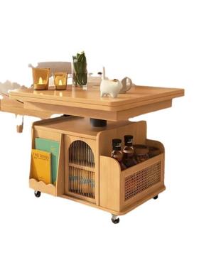 实木可折叠升茶降几餐桌一体中古小56222户型多功能风移动边几茶