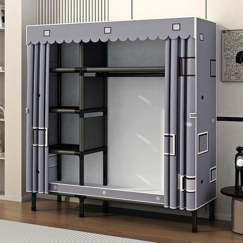 简易加耐衣柜家用卧室钢架DNX实加粗厚钢管组装布衣柜出租房结用