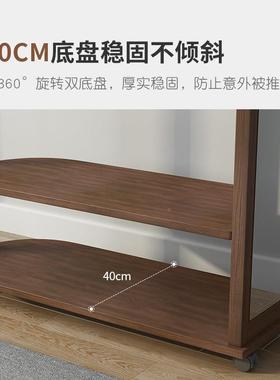 移实木穿衣衣HXU镜挂衣架一体镜子家用全身镜卧室可动带帽架落地