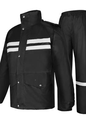 急黑色春亚纺雨衣vc应电力反光成人p风保021防暖分体式雨裤套装