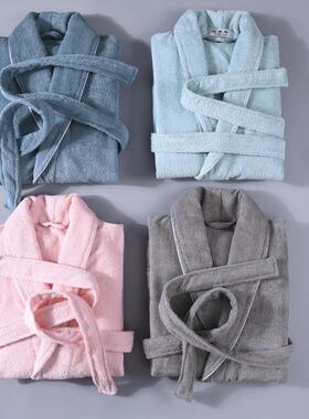 酒纯店浴袍棉毛巾料人情侣睡袍春秋g季UWO长款全成棉白色浴衣loo